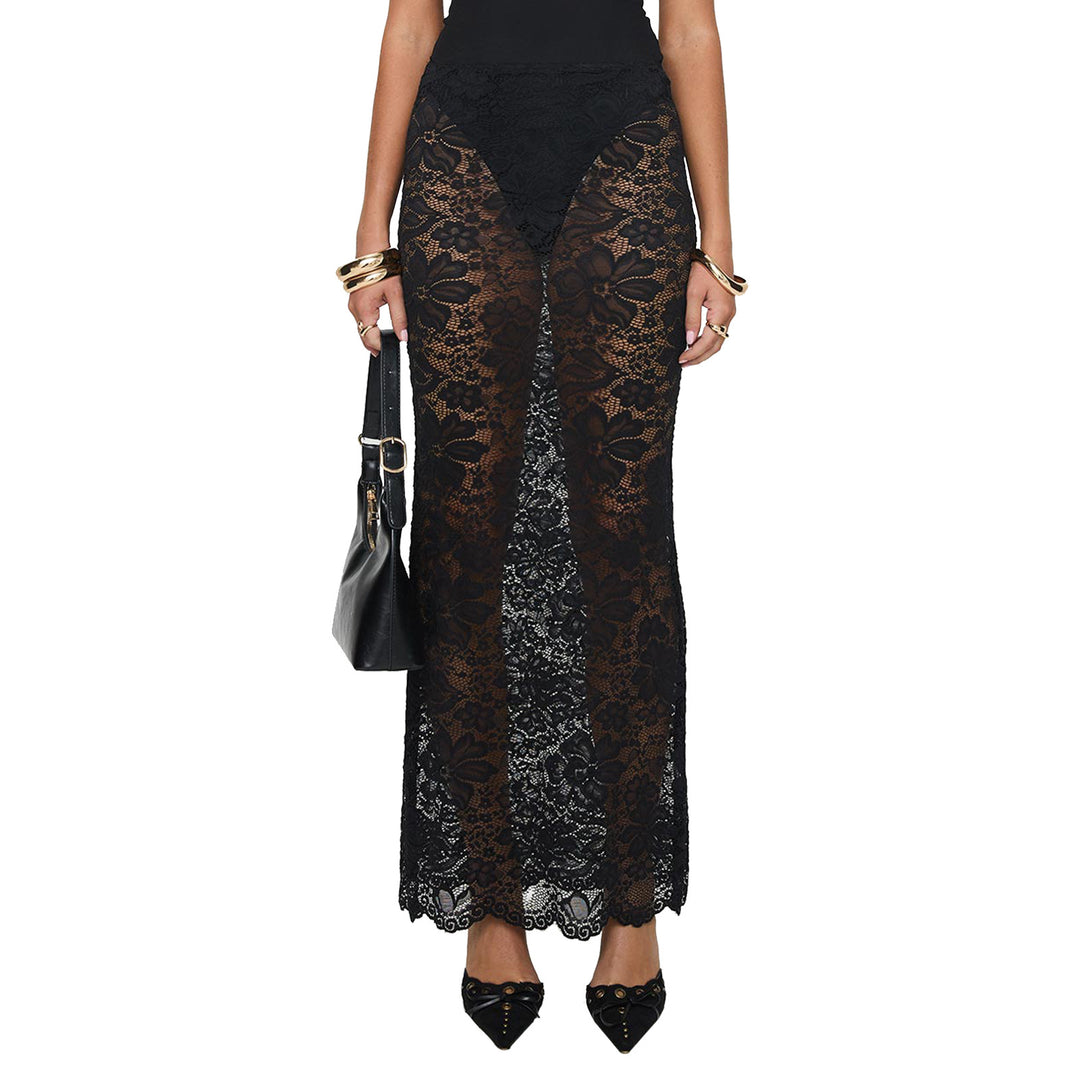 Damen Spitzen Saum Rock EB