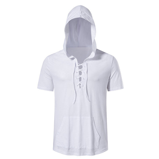 Herren Kapuzen-T-Shirt mit kreativem Schnürdesign EB