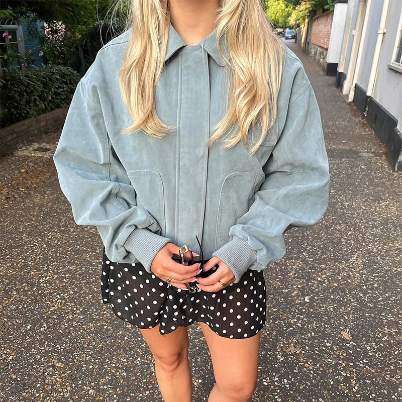 Damen Oversized Wildlederjacke EB