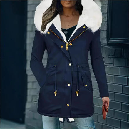 Damen gefütterte Winterjacke mit abnehmbarer Kapuze EB
