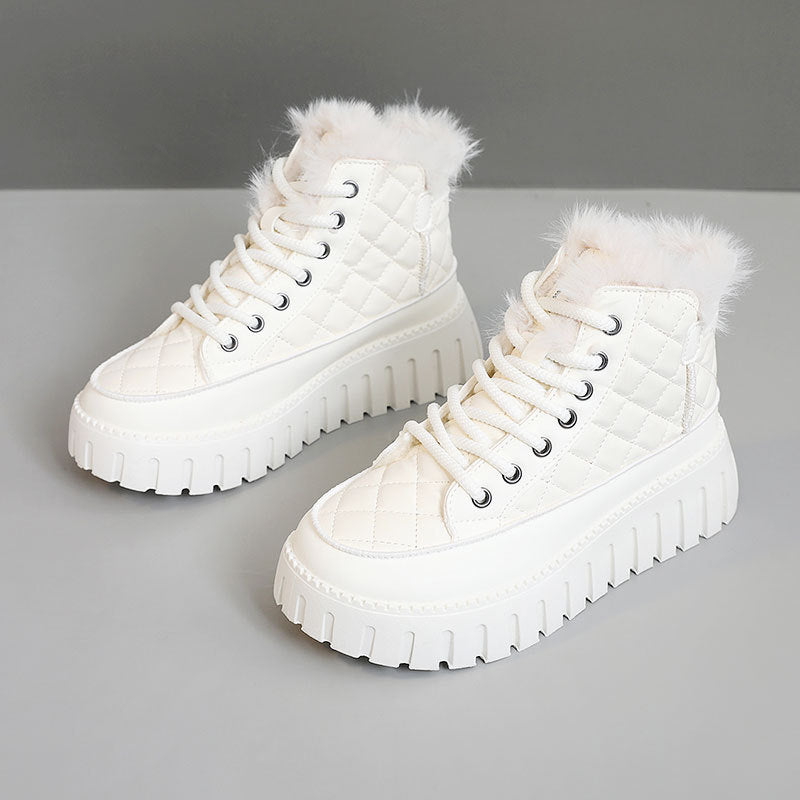 Damen Modische Winterstiefel mit kuscheligem Fellbesatz und rutschfester Sohle EB