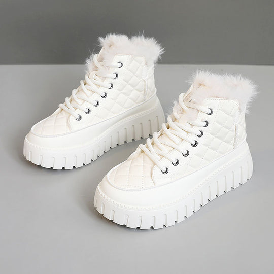 Damen Modische Winterstiefel mit kuscheligem Fellbesatz und rutschfester Sohle EB
