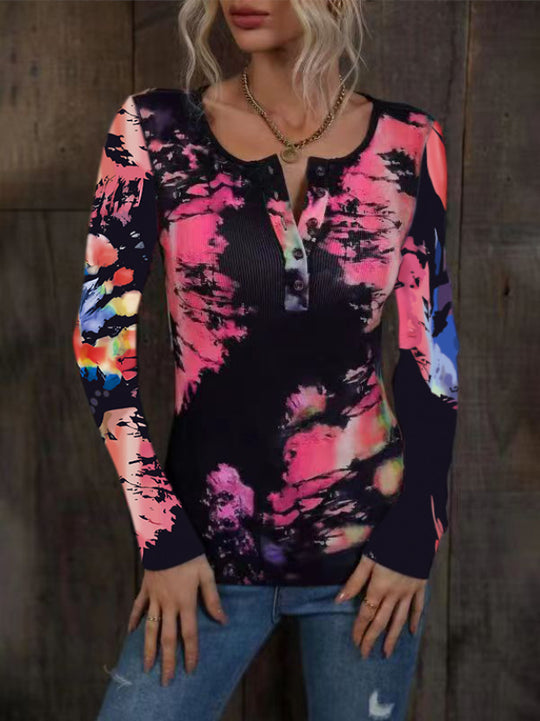 Damen Langarmshirt mit buntem Farbverlauf EB