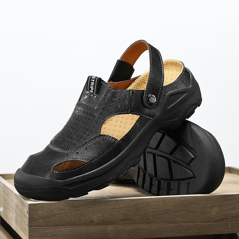 Damen Sommerliche Leder-Sandalen mit atmungsaktivem Design EB