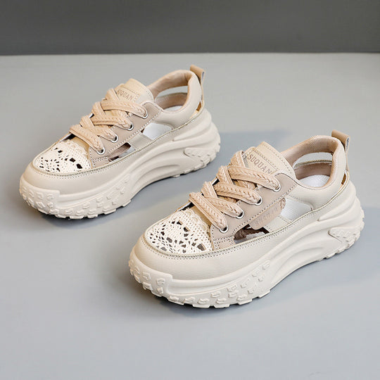 Damen Chunky Sneakers mit atmungsaktiver Oberflächenstruktur und innovativem Sohlenprofil EB