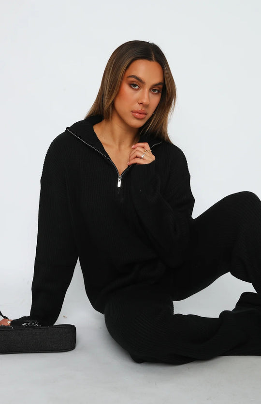 Damen nan Feinstrickpullover mit hohem Kragen und verdecktem Reißverschluss EB