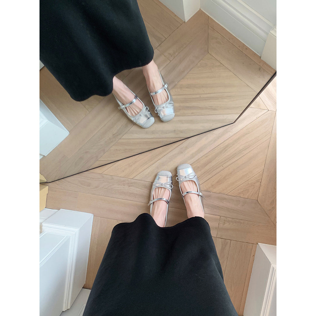 Damen Slingback Ballerinas mit dekorativem Schleifendetail EB
