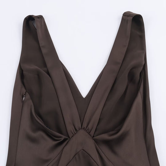 Damen Maxikleid mit elegantem V-Ausschnitt und raffiniertem Schlitz EB