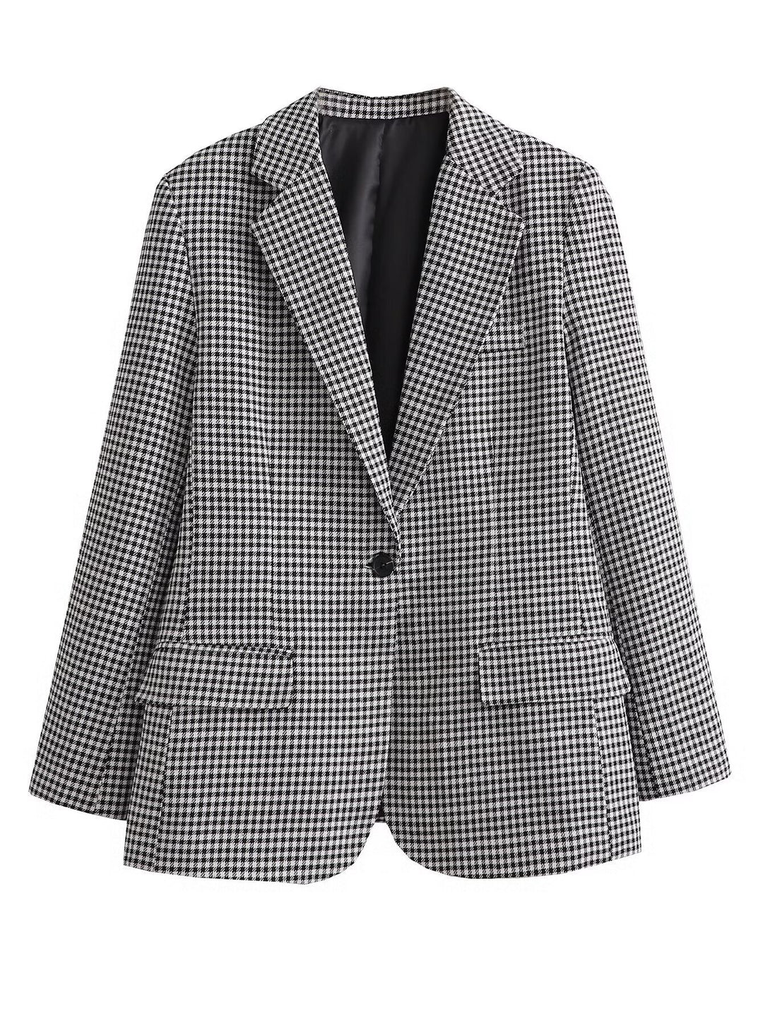 Damen taillierter Blazer mit elegantem Revers und praktischen Taschen EB