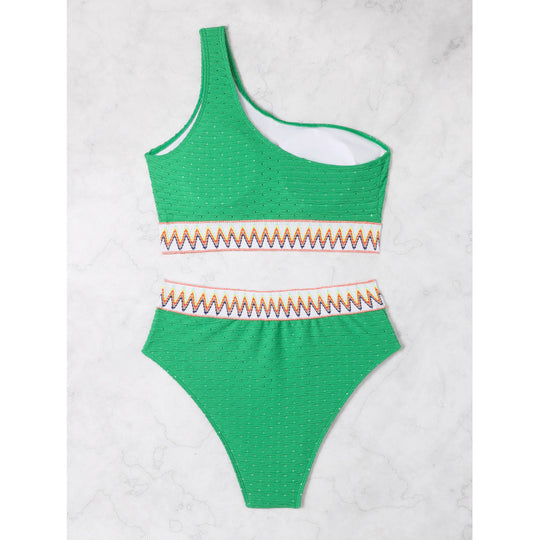 Damen Einseitiger Bikini mit hohem Beinausschnitt und modischem Wickeldetail EB