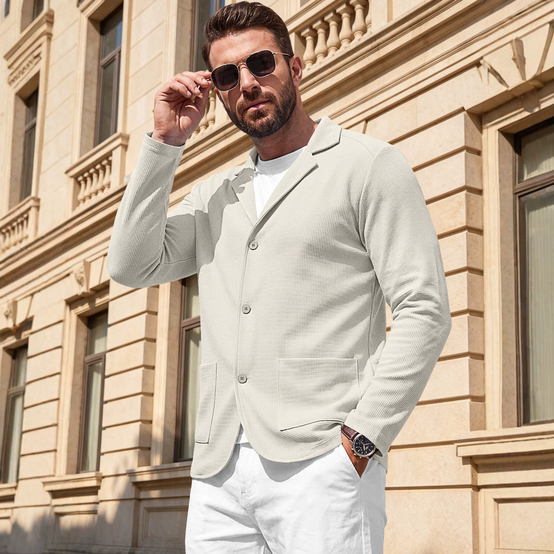Herren Strickblazer-Cardigan mit Strukturstrick und aufgesetzten Taschen EB