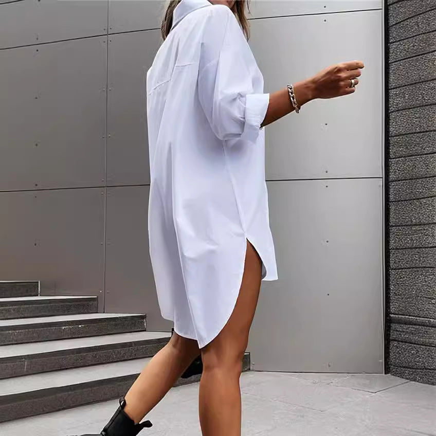 Damen chemisierter Oversized-Hemdblusenkleid EB