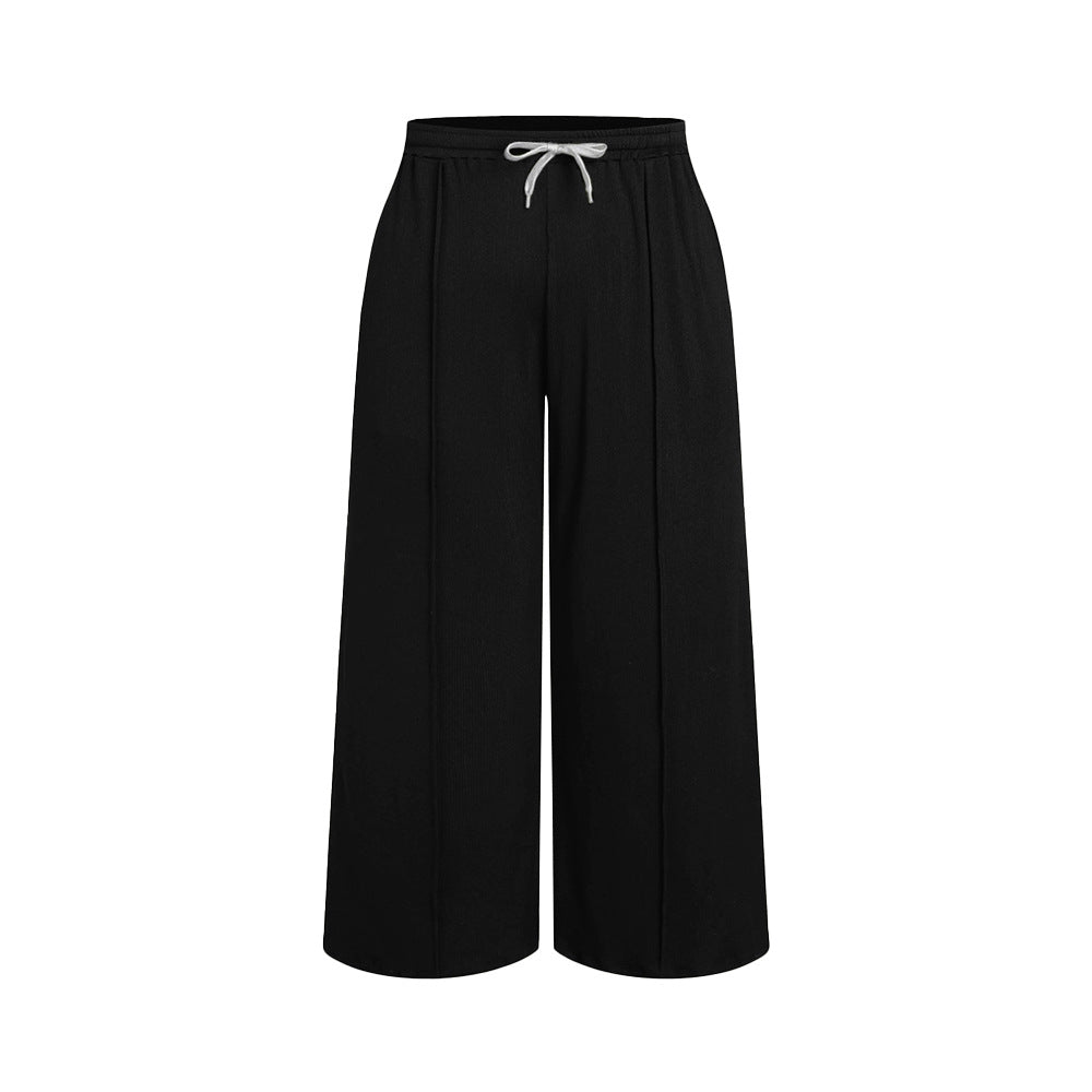 Damen weite Freizeithose mit elastischem Bund und praktischem Kordelzug EB