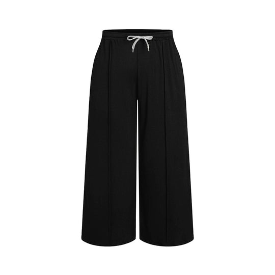 Damen weite Freizeithose mit elastischem Bund und praktischem Kordelzug EB