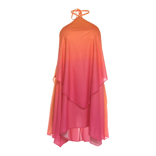 Damen luftiges, asymmetrisches Strandkleid mit Chiffon-Effekt EB