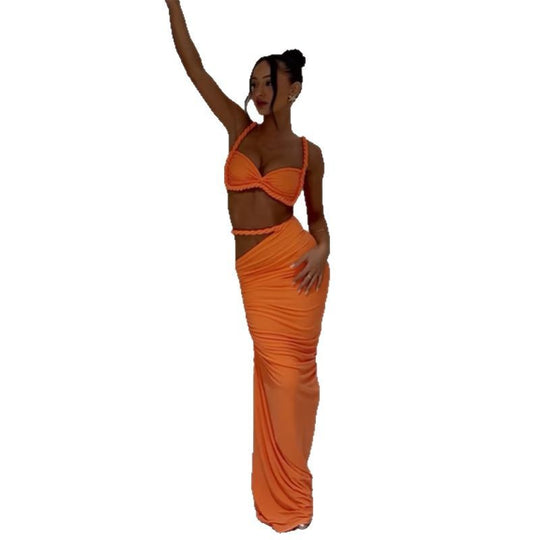 Damen Maxikleid mit raffiniertem Wickeldesign und zarten Spitzenakzenten EB