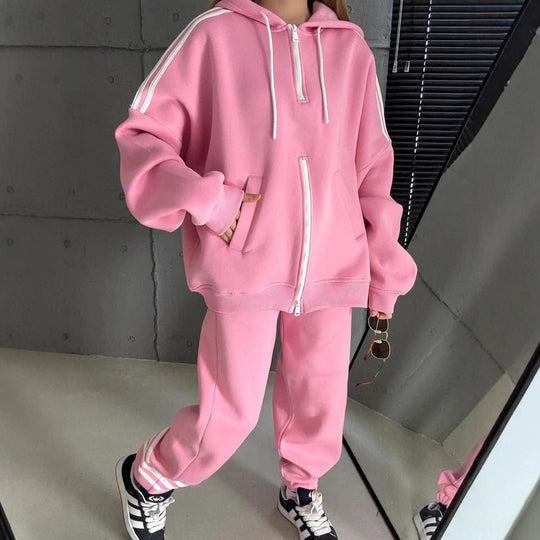 Damen Stylish Hoodie mit doppeltem Reißverschluss und lässigem Schnitt EB