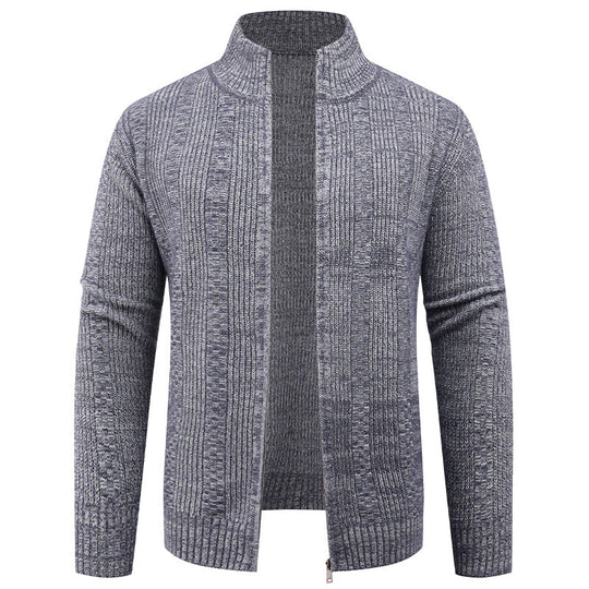 Herren Strickjacke mit strukturierter Oberfläche und hohem Kragen EB