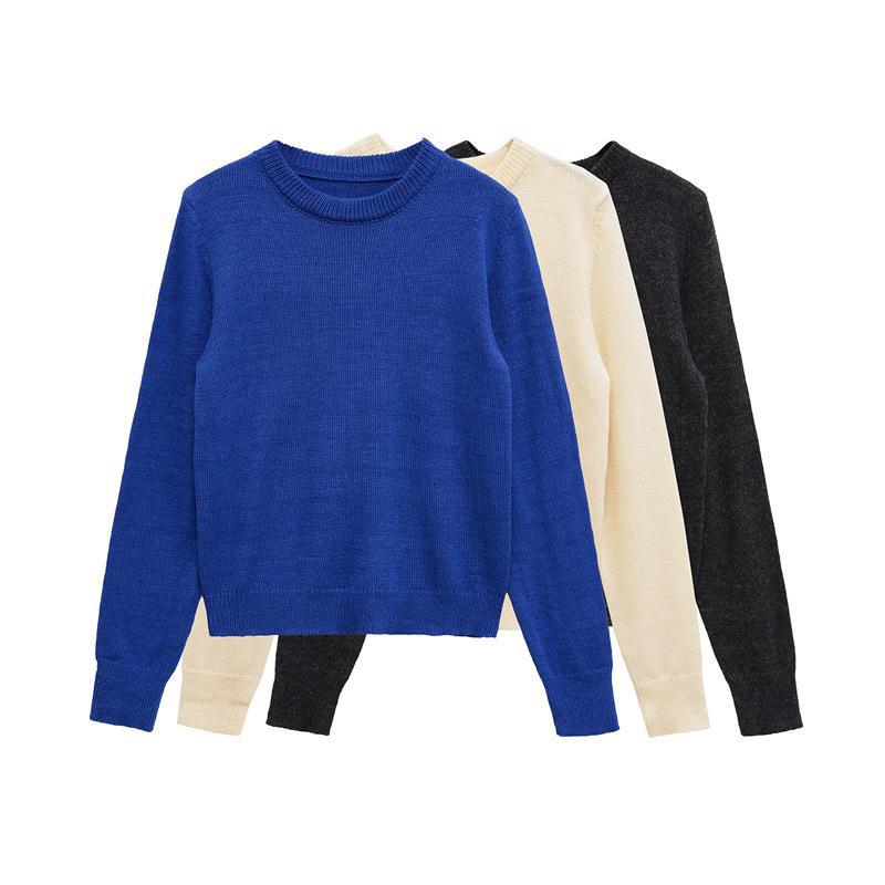 Damen gemütlicher Rundhals-Pullover aus hochwertiger Baumwolle EB