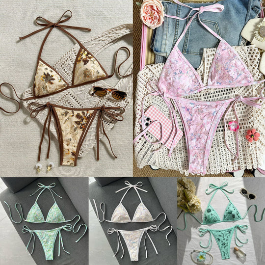 Damen Triangel-Bikini mit luxuriöser Stickerei EB