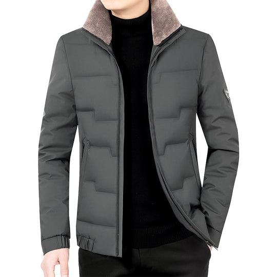 Herren Slim-Fit Wattierte Übergangsjacke mit weichgefüttertem Stehkragen und verdecktem Reißverschluss EB