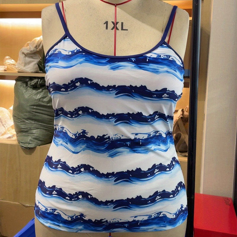 Damen Tankini mit dekorativem Wellenmuster EB
