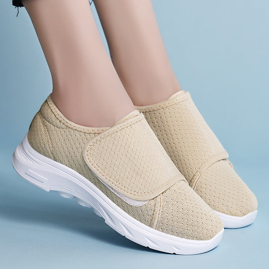 Damen Bequeme und atmungsaktive Sport-Slipper mit flexiblem Klettverschluss EB
