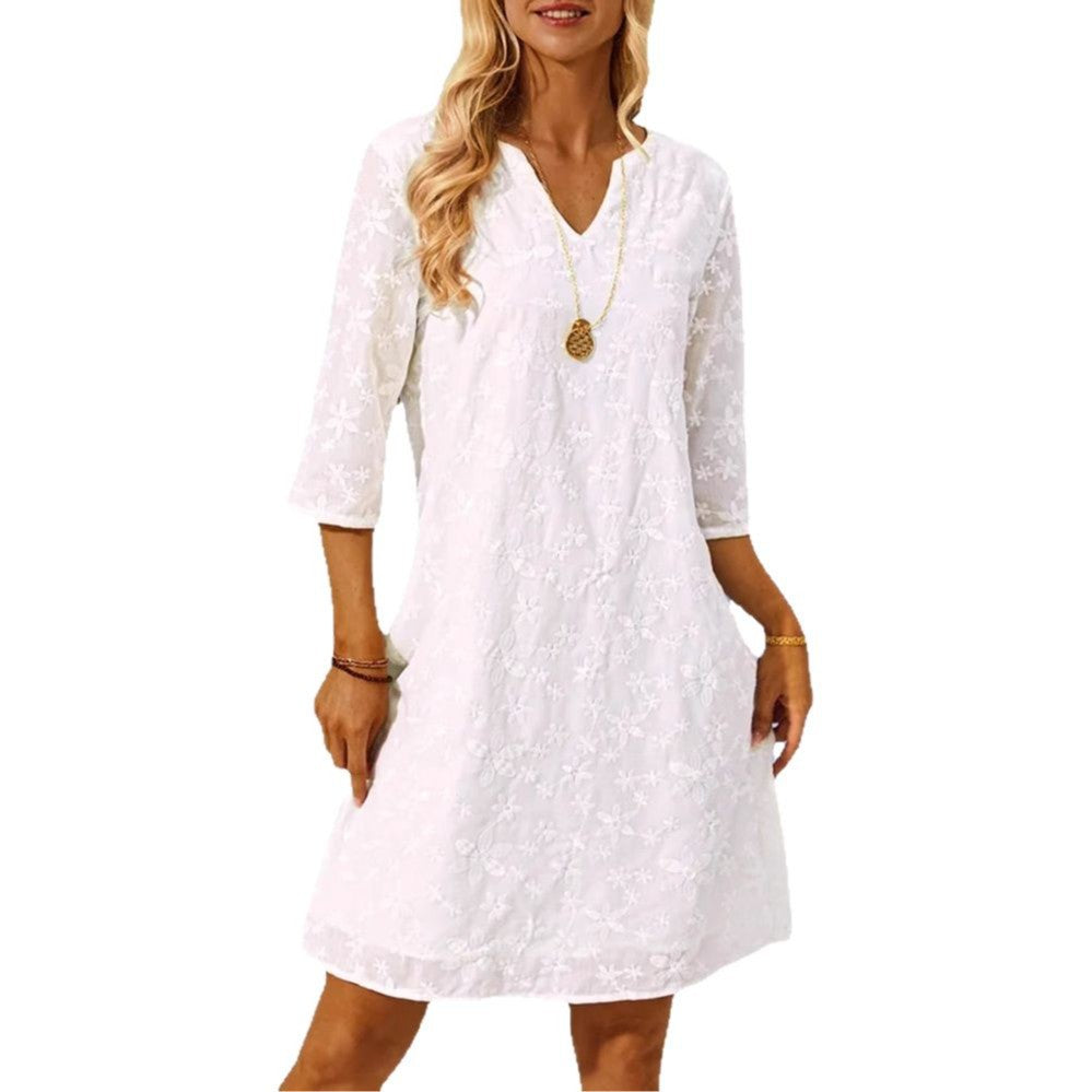 Damen Tunika-Kleid mit floralem Stickdesign EB