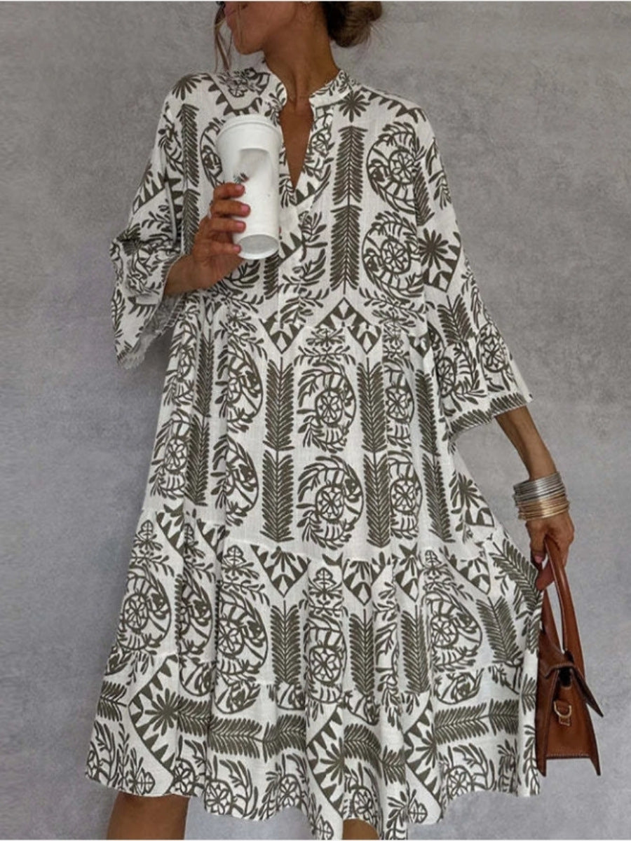 Damen Tunika-Kleid mit floralem Design und lockerer Passform EB