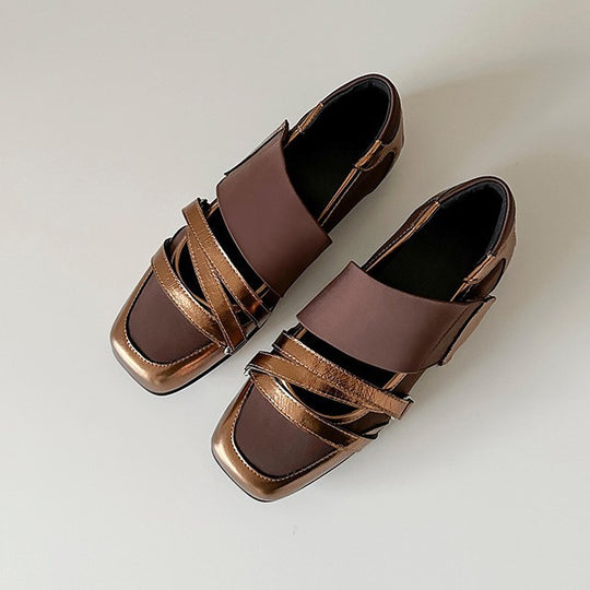 Damen Modische Ballerina-Schuhe mit dekorativen Metallic-Details EB