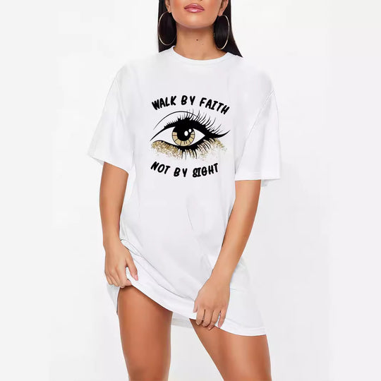 Damen Oversized T-Shirt mit inspirierendem Schriftzug und auffälligem Grafikdesign EB