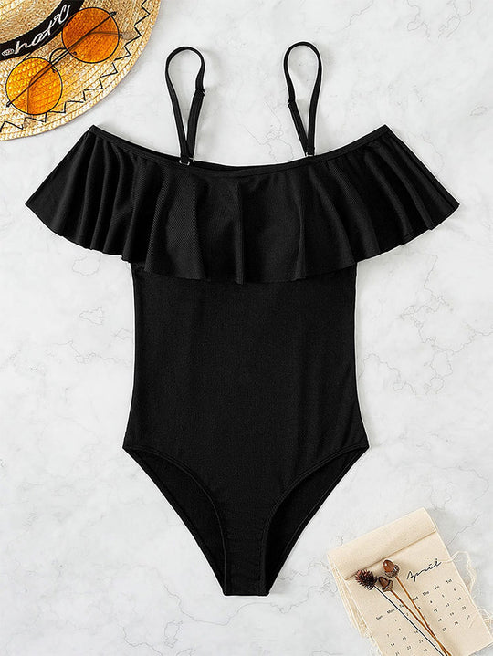 Damen Einteiliger Badeanzug mit elegantem Rüschendetail EB