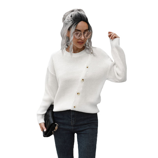 Damen Strickpullover mit dekorativen Knopf-Details und lässigem Schnitt EB