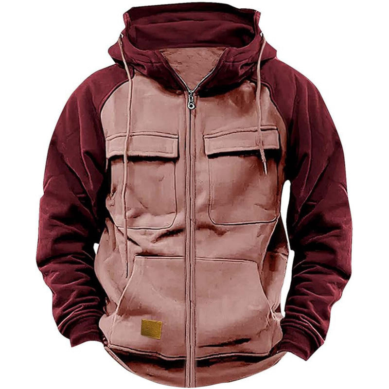 Herren Kapuzenjacke mit Cargo-Taschen und durchgehendem Reißverschluss EB