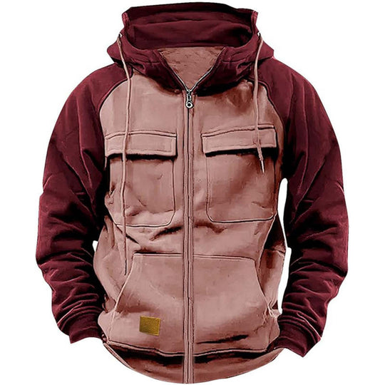 Herren Kapuzenjacke mit Cargo-Taschen und durchgehendem Reißverschluss EB