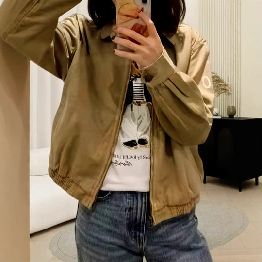 Damen modische Blousonjacke mit praktischen Taschen EB
