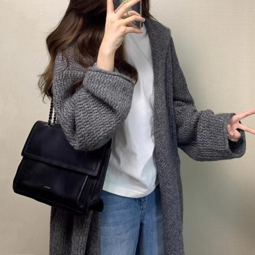Damen Grobstrick Cardigan mit offenem Schnitt und lässigem Design EB