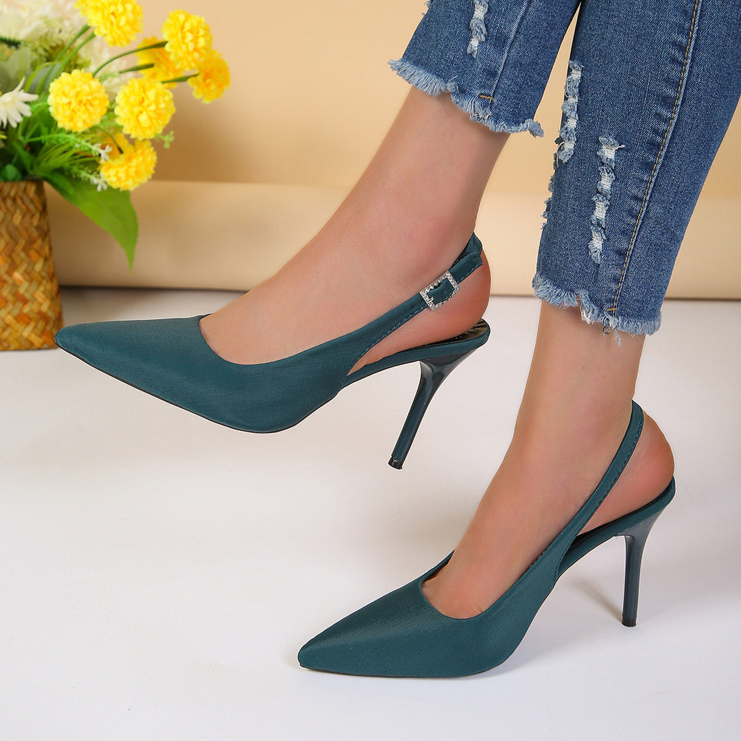 Damen Slingback Pumps mit elegantem Spitzer und feinem Material EB
