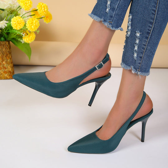 Damen Slingback Pumps mit elegantem Spitzer und feinem Material EB