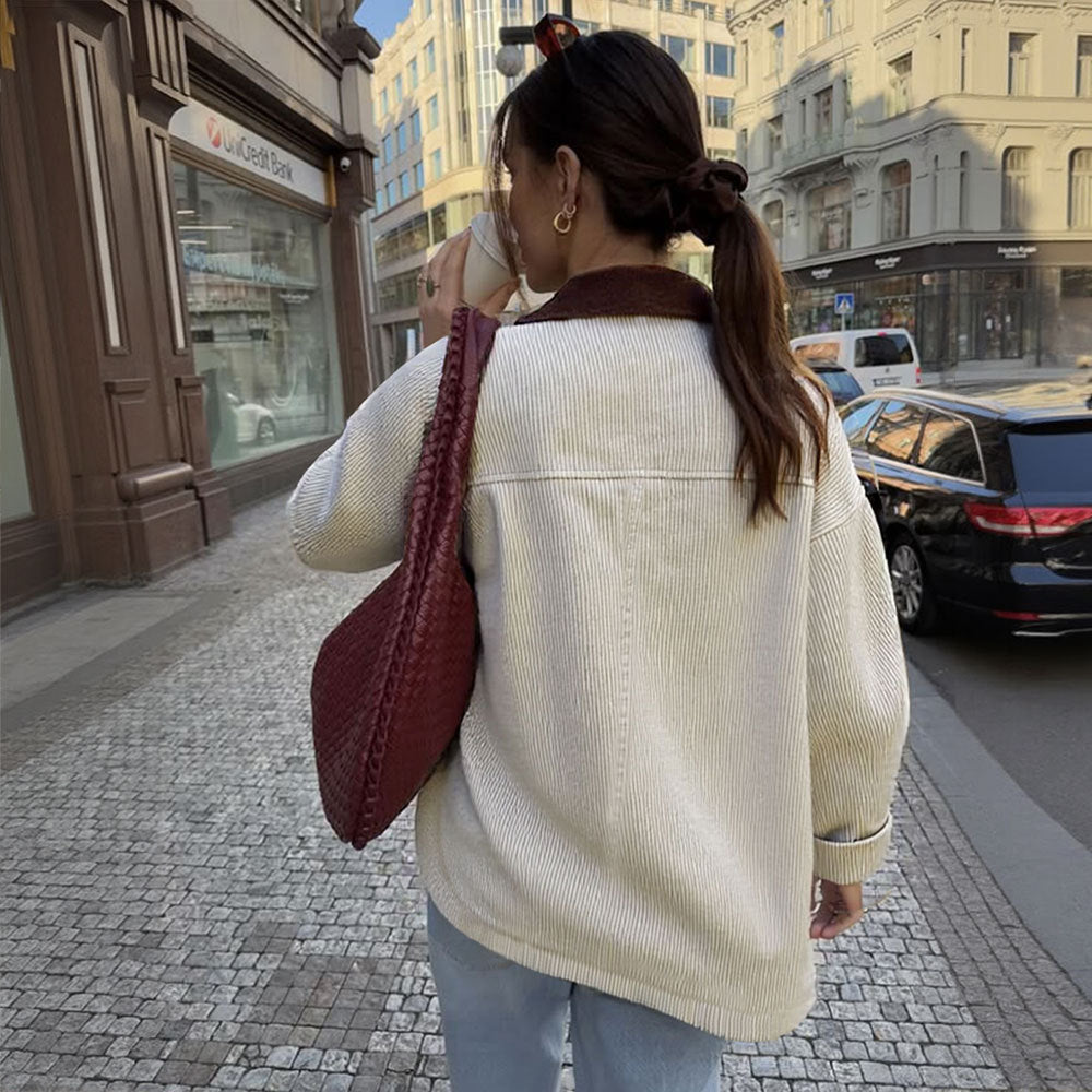 Damen Cordjacke mit kontrastkragen, aufgesetzten Taschen und Knopfleiste Eichborn Berlin
