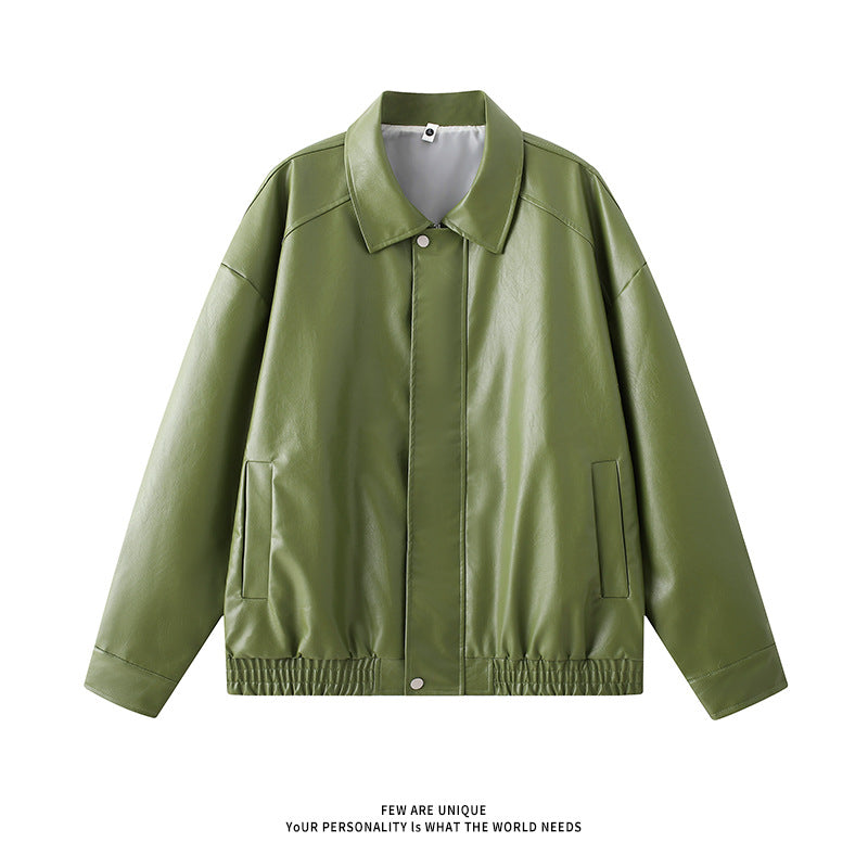 Herren elegante Kunstlederjacke mit elastischem Bund EB