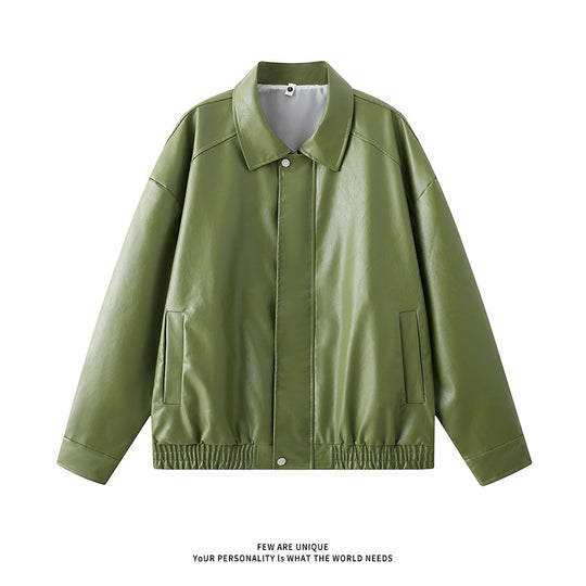 Herren elegante Kunstlederjacke mit elastischem Bund EB