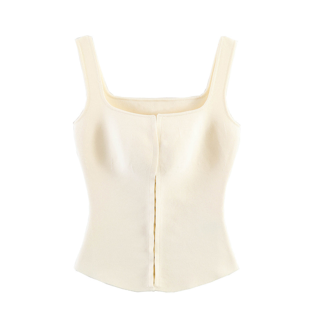 Damen tailliertes Camisole-Top mit quadratischem Ausschnitt und elastischem Material EB