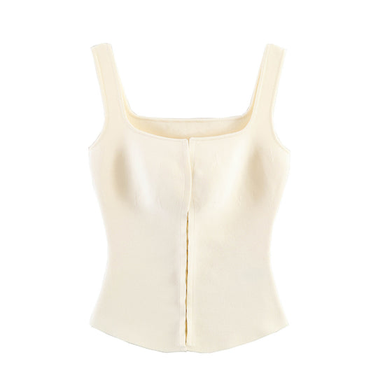 Damen tailliertes Camisole-Top mit quadratischem Ausschnitt und elastischem Material EB