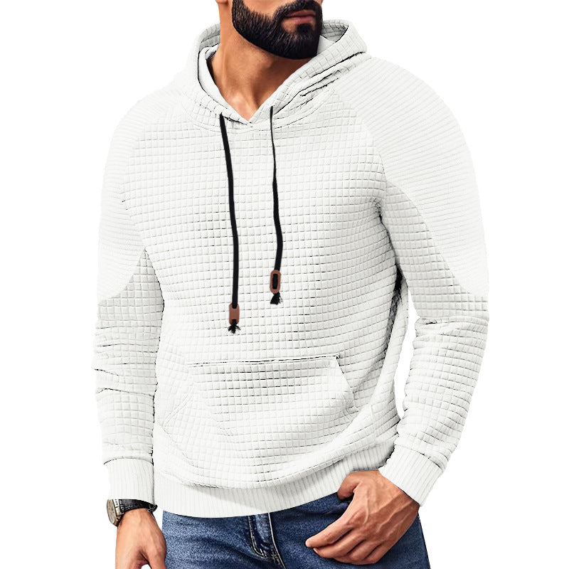 Herren nan Kapuzenpullover mit quadratischer Struktur, Raglanärmeln und Kängurutasche EB