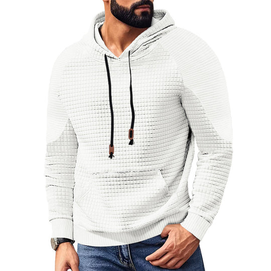 Herren nan Kapuzenpullover mit quadratischer Struktur, Raglanärmeln und Kängurutasche EB