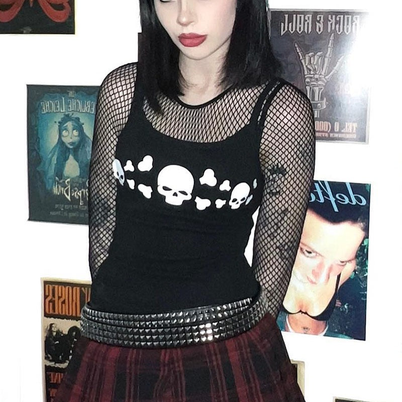 Damen Tanktop mit auffälligem Totenkopf-Design EB