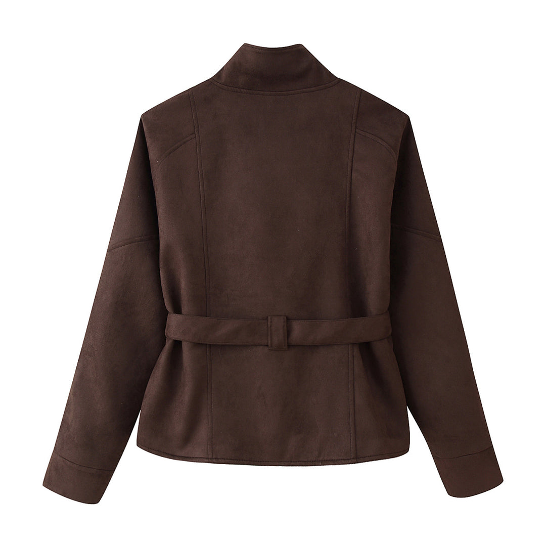 Damen elegante Oversized-Bomberjacke mit Taillengürtel EB