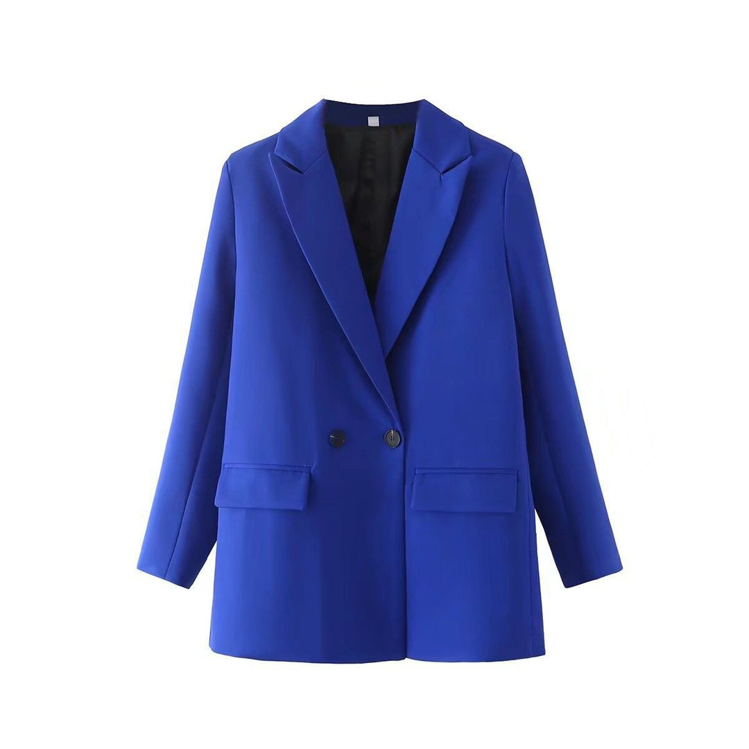 Damen Oversize Doppelreihiger Blazer mit fallendem Revers und weicher Innenfütterung EB