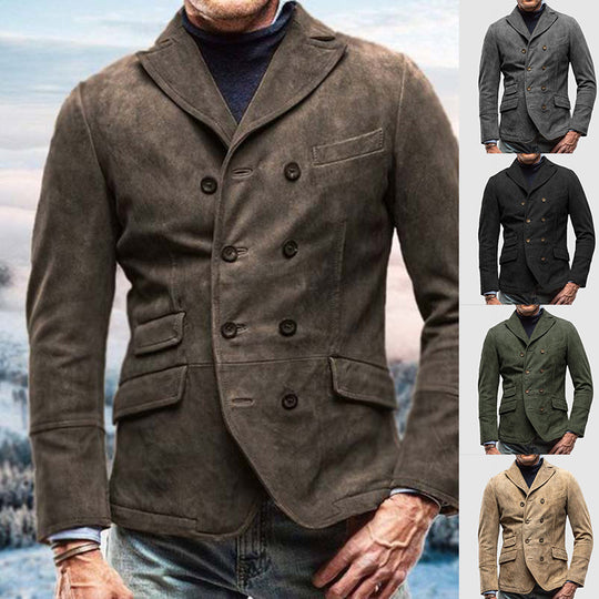 Herren modische jacke mit doppelter Knopfleiste und praktischen Taschen Heidi-Mode